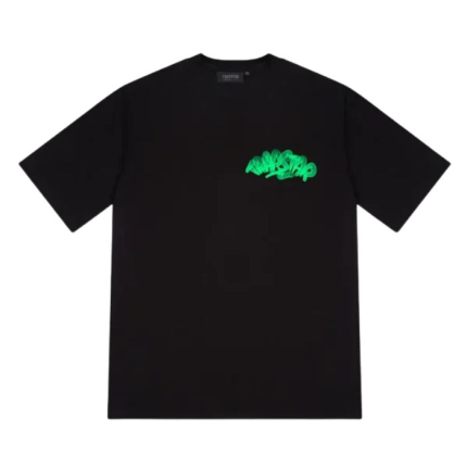 T-shirt Trapstar Color Blitz noir logo vert néon minimaliste streetwear coton premium