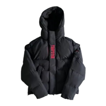Doudoune Trapstar Decoded Noir/Rouge à Capuche – Puffer Streetwear Premium