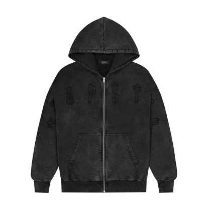 Pull Zip Trapstar Irongate Patchwork Noir Délavé