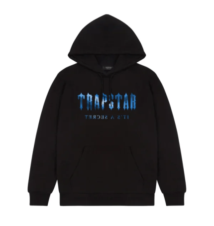 Sweat à capuche noir Trapstar avec logo bleu glacier